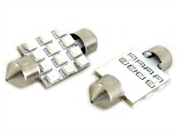 Lampada Led Siluro Rosso T11 C5W 41mm 12 Smd 12V Luci Lettura Abitacolo Cortesia