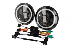 Coppia Faro Led Rotondo 7 Pollici Con DRL Angel Eyes Per Jeep Wrangler JK TJ Harley Davidson FJ Benz G55 Suzuki Jimny Land Rover Defender