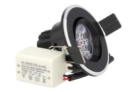 Lampada Faretto Led Da Incasso Slim 3X1W 220V Bianco Freddo Rotondo Carcassa nera
