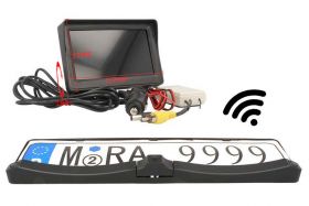 Kit Retromarcia Telecamera Porta Targa Monitor Wireless 4,3 pollici Con 2 Sensori Di Parcheggio