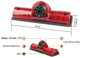 Telecamera Retromarcia Universale Per Furgone Camper Fuoristrada 4X4 Jeep Con Luci Led Terzo Stop Posteriore