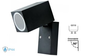 Applique Lampada Da Parete Quadrato Orientabile Attacco GU10 IP44 Carcassa Nera Illuminazione Da Un Lato