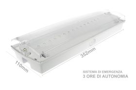 Plafoniera Led Da Soffitto 3W Con Sistema Di Emergenza Inclusa Autonomia 3 Ore Bianco Freddo IP65 Interno Esterno