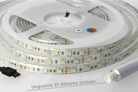 Bobina Led 300 SMD 5050 12V 10,8W/M RGB IP65 Impermeabile 5 Metri Unguente Di Silicone Incluso