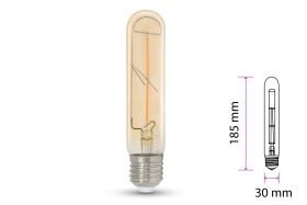 Lampada Filo Led a Filamento E27 2W T30 Bianco Caldo 2200K Tubolare Cover Amber 