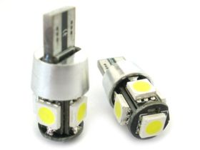 Lampada Led Canbus T10 W5W Luci di Posizione 12V 5 Smd Bianco No Errore New Con Resistenza