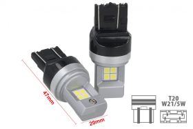 Lampada Led T20 W21W 7440 8 Smd 3030 Bianco Luminoso Compatibile Con Attacco CK Auto Americano Dimensione Ridotta