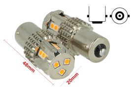 Lampada Led BA15S 1156 P21W 45W 12V Arancione Piedi Dritti Super Potente Per Frecce
