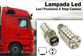 24V Lampada Led BAY15D 1157 S25 68 Smd Rosso Luci Posizione Stop Camion