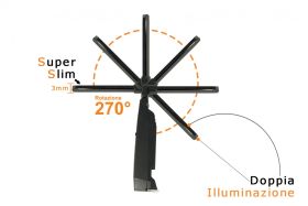 Lampada Led Officina Torcia Ricaricabile Pieghevole Snodabile Slim 9mm Calamita Gancio Doppia Illuminazione Per Ispezione