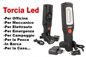 Lampada Led Officina Ricaricabile Doppia Calamita Gancio