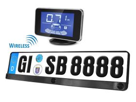 Kit 3 Sensori Di Parcheggio Wireless Senza Filo Portatarga Standard EU Display Led Cicalino Acustico 12V SB668W-L